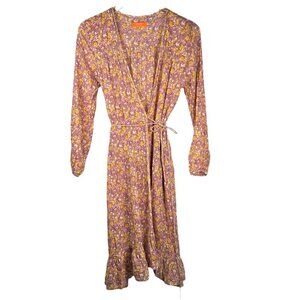 Ba&sh Emy Wrap Midi Dress Size 1 Floral Boho Flowy Cotton